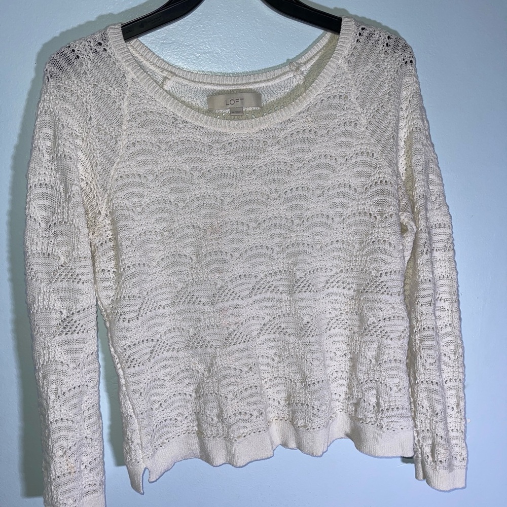 LOFT Ivory Textured Knit Top - Picture 2 of 8